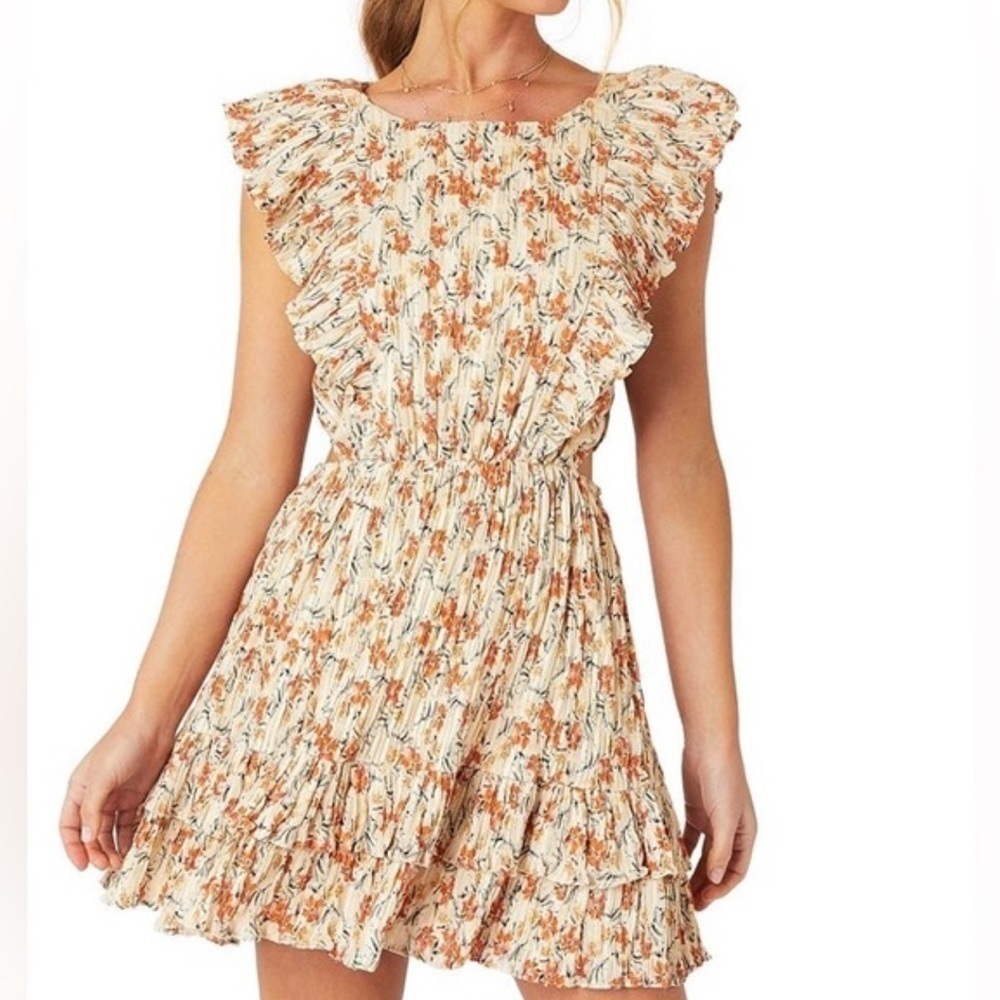 MINKPINK Zahari Ruffle Mini Dress Small side cutouts Floral Romantic Summer